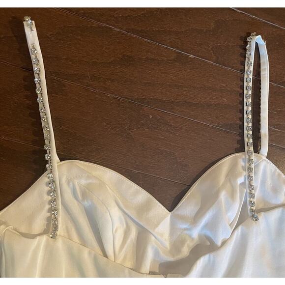 Mac Duggal Sweetheart Evening Gown 2 Rhinestone White Maxi Dress bridal xs 55706 - Picture 11 of 12